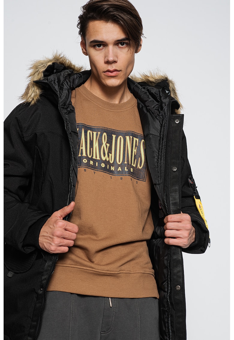 Зимно яке Bernard с качулка и еко пух - Черен Geographical Norway