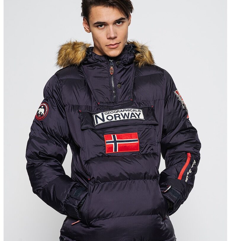 Зимно яке Bilboquet с качулка - без закопчаване - Тъмносин Geographical Norway