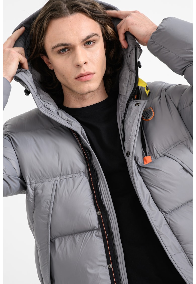 Зимно яке Bodir с цип и качулка - Пепеляво сиво Geographical Norway