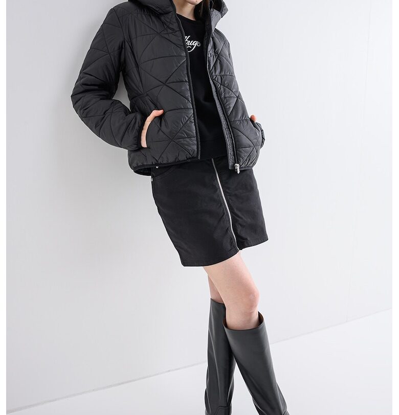 Зимно яке Fandine с джобове встрани - Черен HUGO