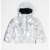 Зимно яке-пухенка с качулка и ефект металик - Сребрист KARL LAGERFELD KIDS