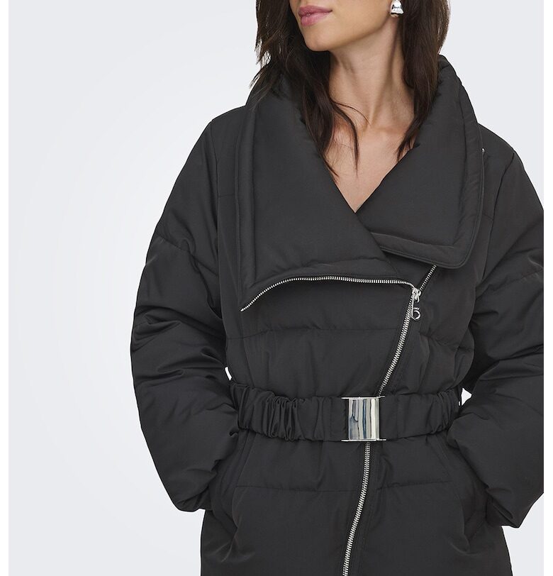 Зимно яке с асиметрично закопчаване - Черен Only