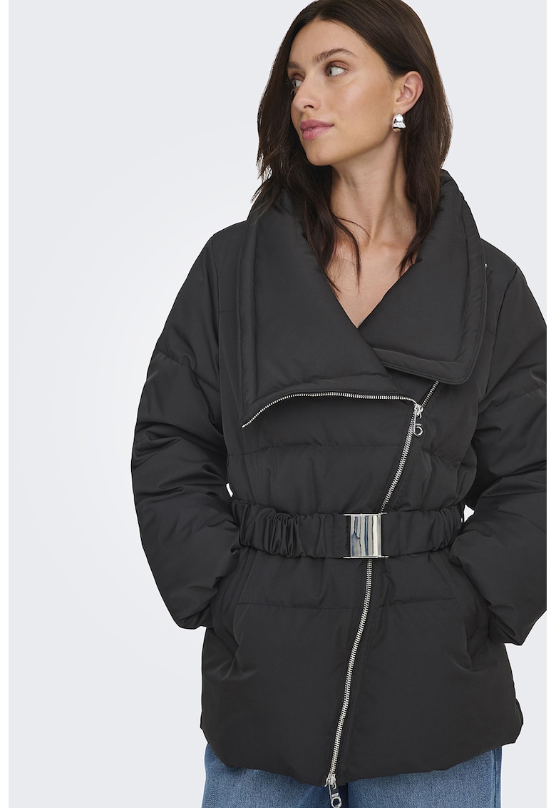 Зимно яке с асиметрично закопчаване - Черен Only