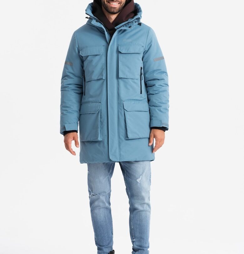 Зимно яке с джобове и качулка - Син OMBRE