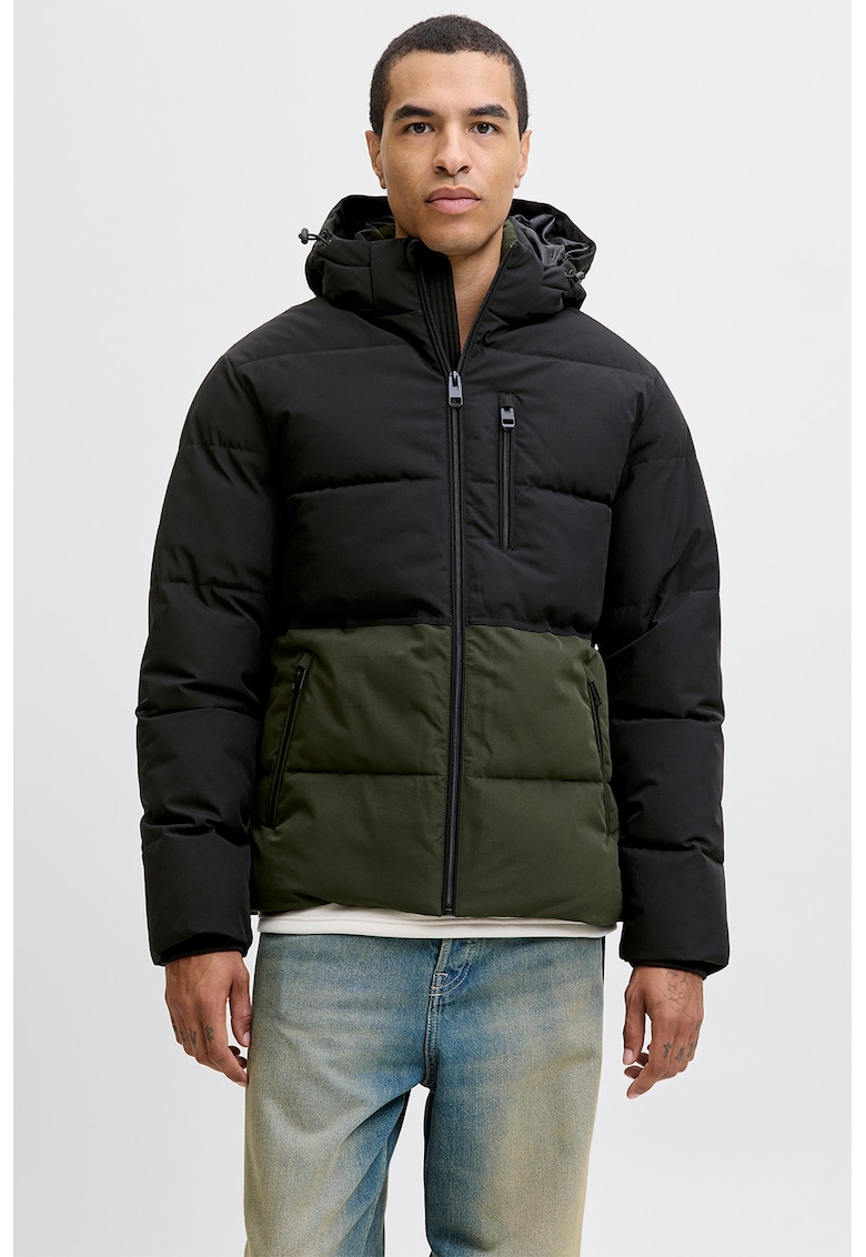 Зимно яке с джобове с цип' - Черен/Тъмно каки Jack Jones