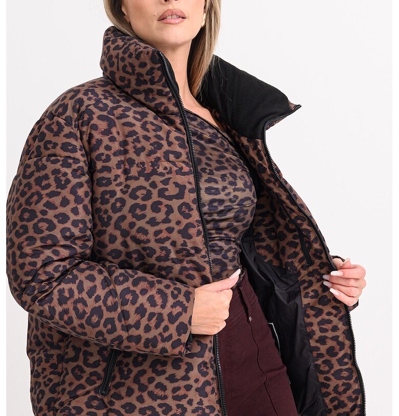 Зимно яке с животински принт - Черен/Кафяв GUESS