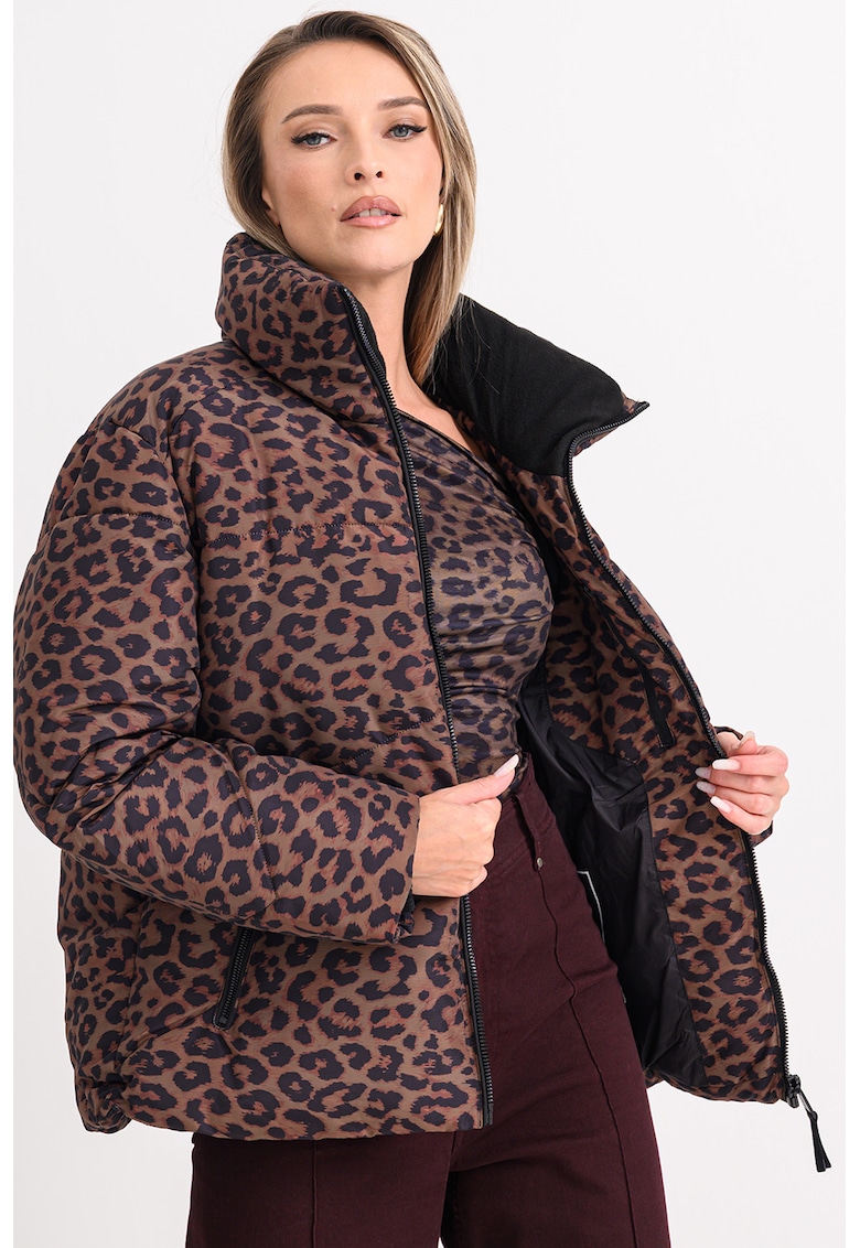 Зимно яке с животински принт - Черен/Кафяв GUESS