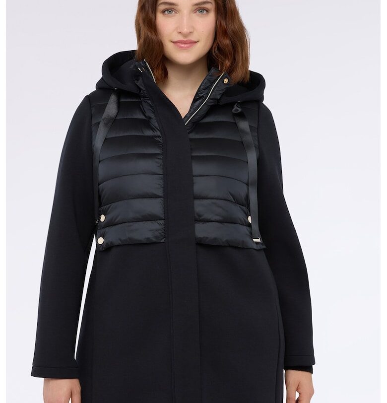 Зимно яке с капитониран детайл - Черен Fiorella Rubino