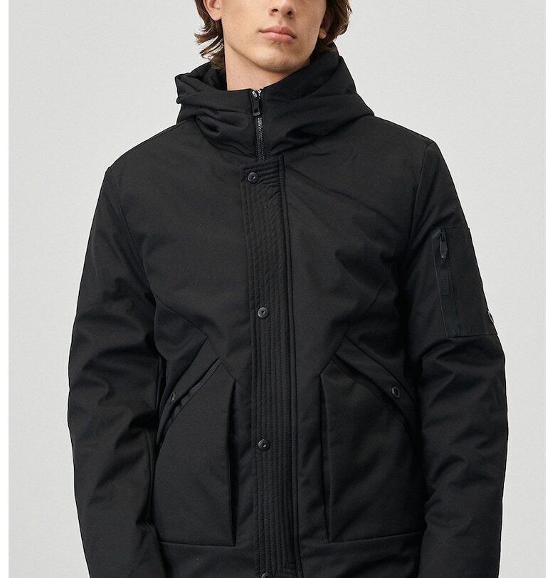 Зимно яке с качулка - Черен ACCo