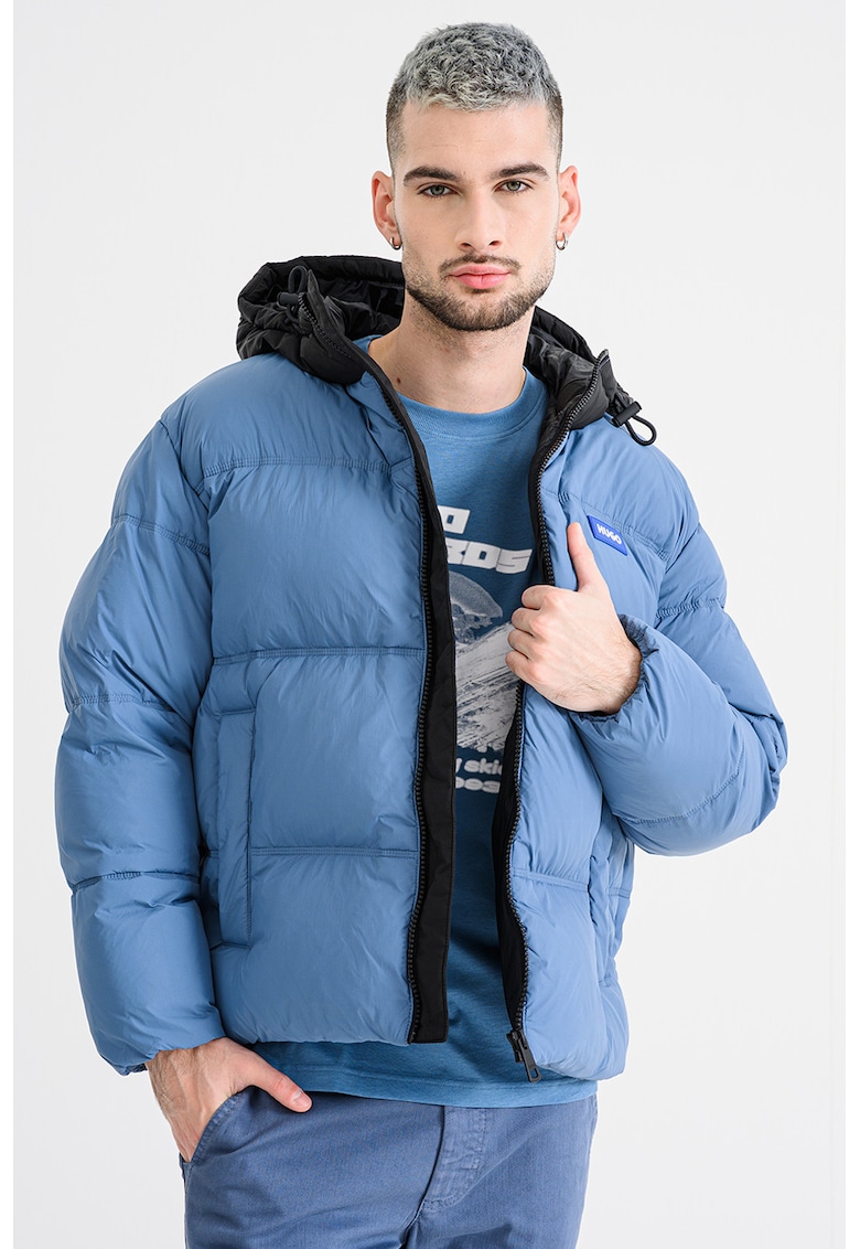 Зимно яке с качулка - Прашно синьо HUGO