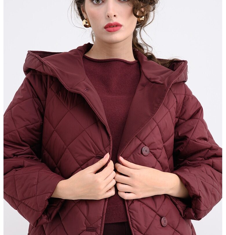 Зимно яке с качулка - Тъмночервен Marella