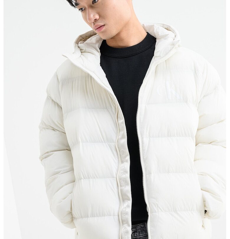 Зимно яке с качулка и вата - Бял CALVIN KLEIN JEANS