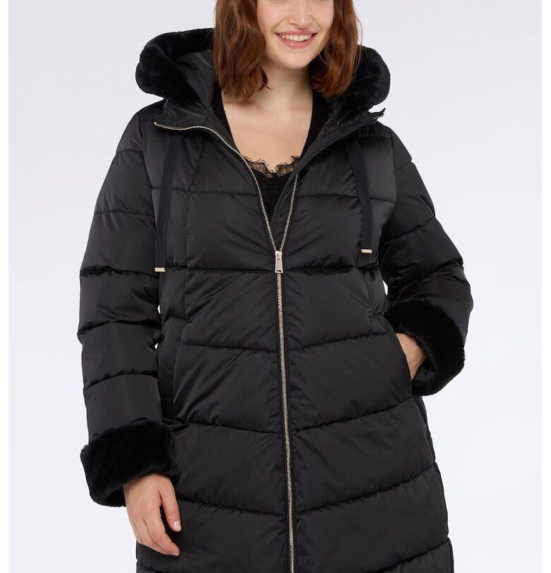 Зимно яке с качулка и вата - Черен Fiorella Rubino