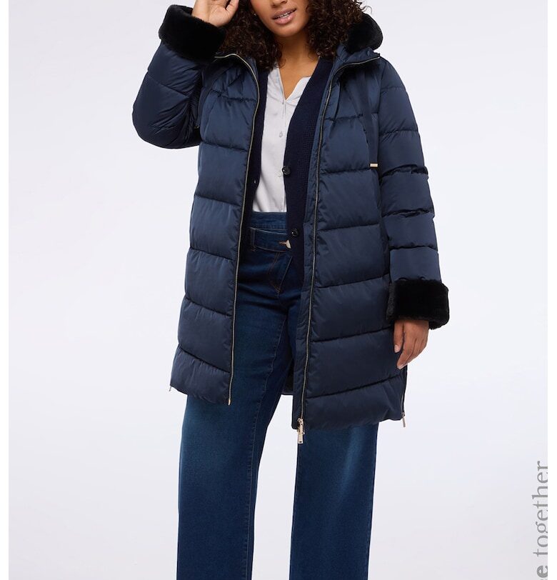 Зимно яке с качулка и вата - Ултрамарин синьо Fiorella Rubino