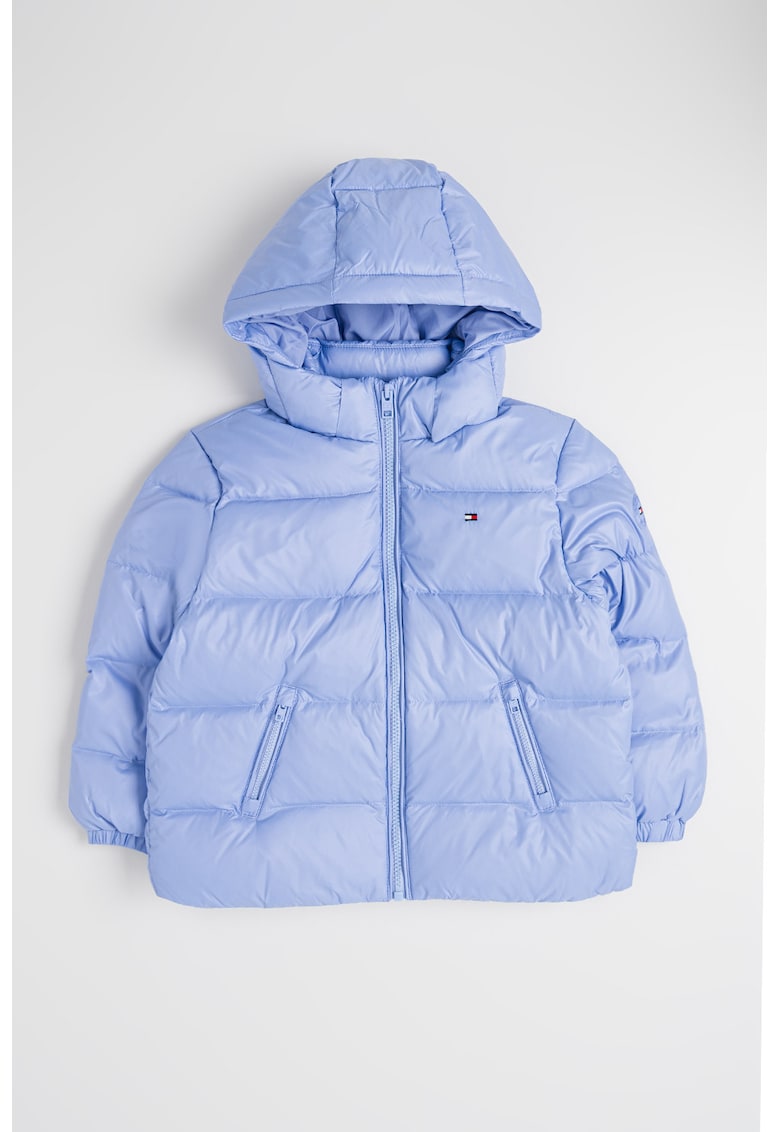 Зимно яке с качулка и джобове - Ледено синьо Tommy Hilfiger
