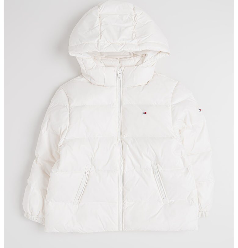 Зимно яке с качулка и джобове - Бял Tommy Hilfiger