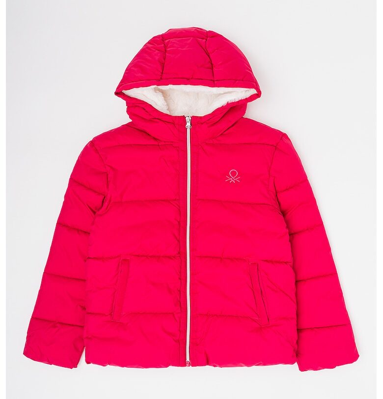Зимно яке с лого - Неоново розово United Colors of Benetton