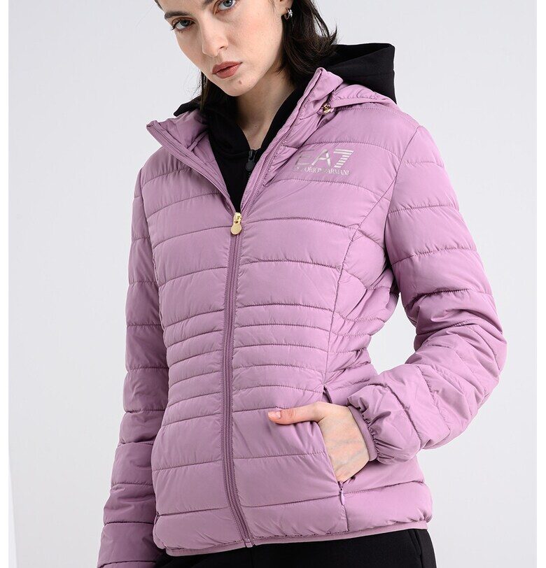 Зимно яке с отделяща се качулка - Пастелнорозов EA7