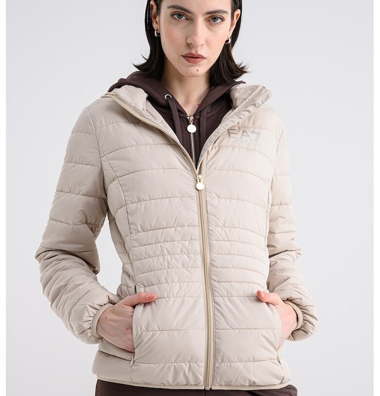 Зимно яке с отделяща се качулка - Крем EA7