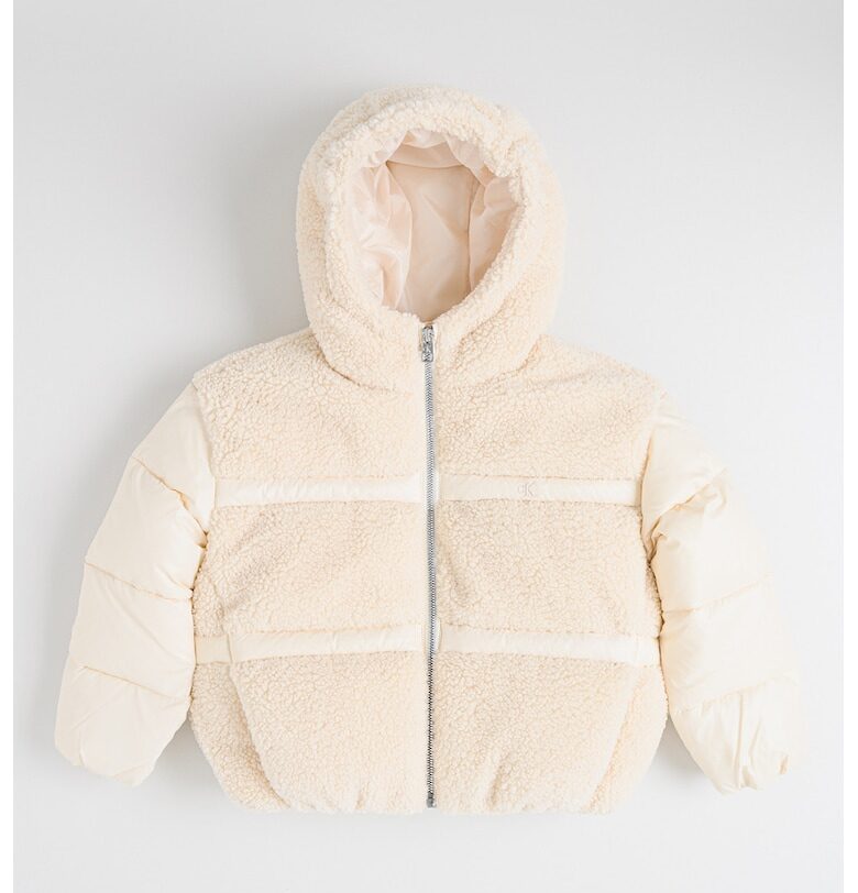 Зимно яке с плюшени панели - Слонова кост CALVIN KLEIN