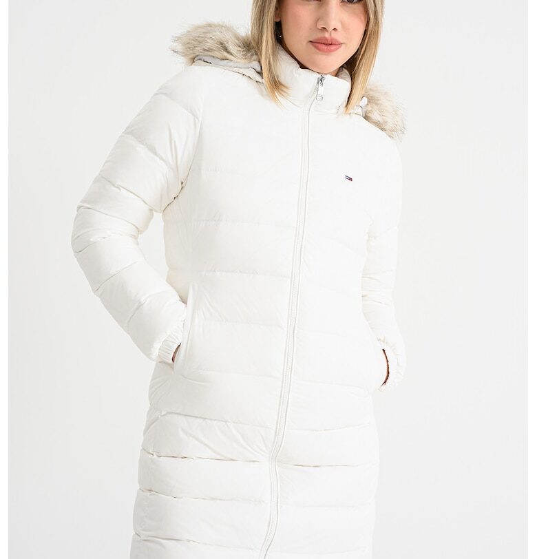 Зимно яке с пухена вата - еко пух и качулка - Бял/Мръснобял Tommy Jeans