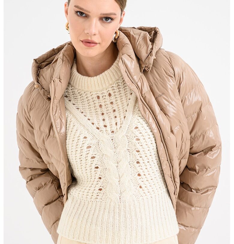 Зимно яке с цип - Бежов CALVIN KLEIN