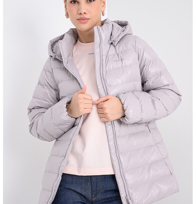 Зимно яке с цип - Бледо розово CALVIN KLEIN