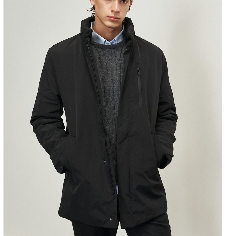 Зимно яке със скрито закопчаване - Черен ACCo