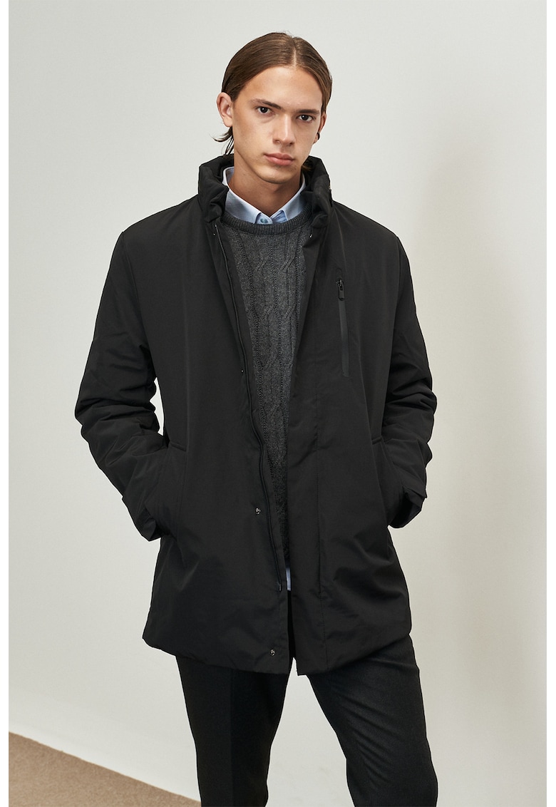 Зимно яке със скрито закопчаване - Черен ACCo