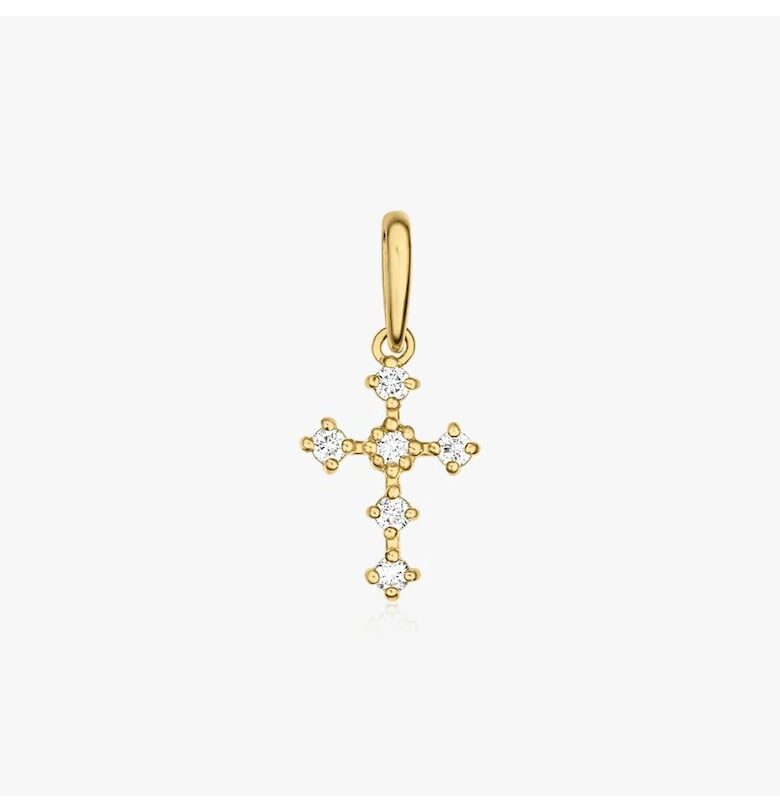 Златен медальон Сияен кръст - Цирконий INDIRA