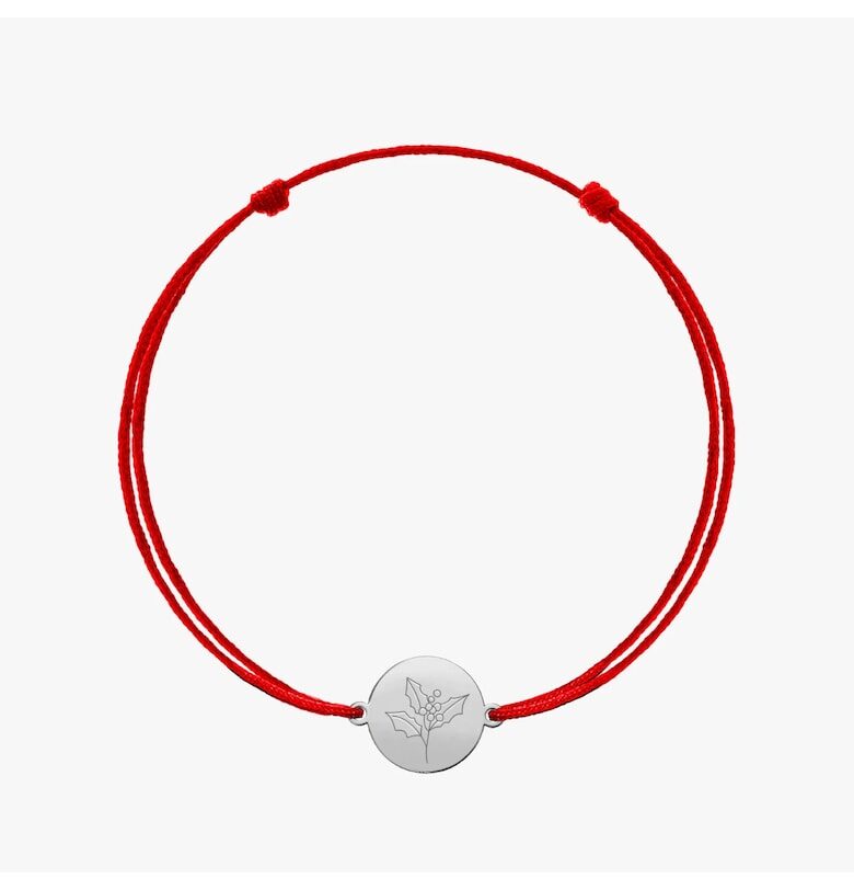 Златна гривна с шнур Birth Flower - декемврийски имел INDIRA