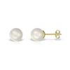 Златни обеци 585-14K - естествени бели перли 6 мм e-Crystal
