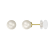 Златни обеци 585-14K - естествени бели перли 6 мм e-Crystal