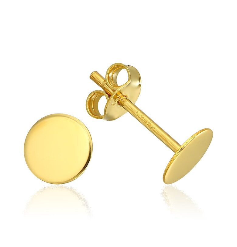 Златни обеци 585 - 14K кръгъл 6 mm винт e-Crystal