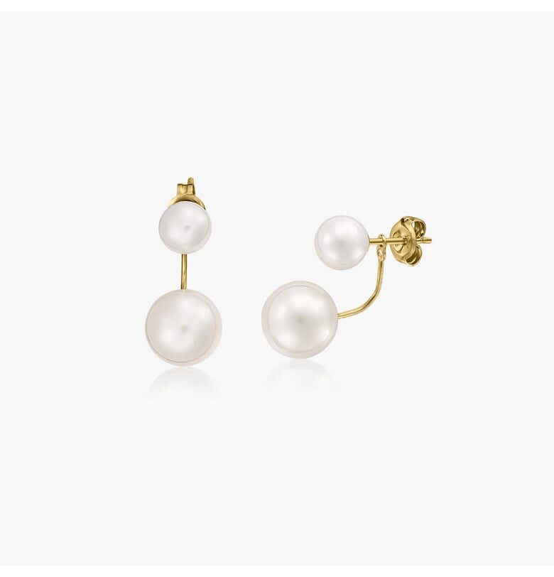 Златни обеци Double - Естествени перли INDIRA