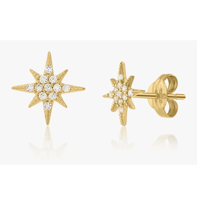 Златни обеци Morningstar - Цирконий INDIRA