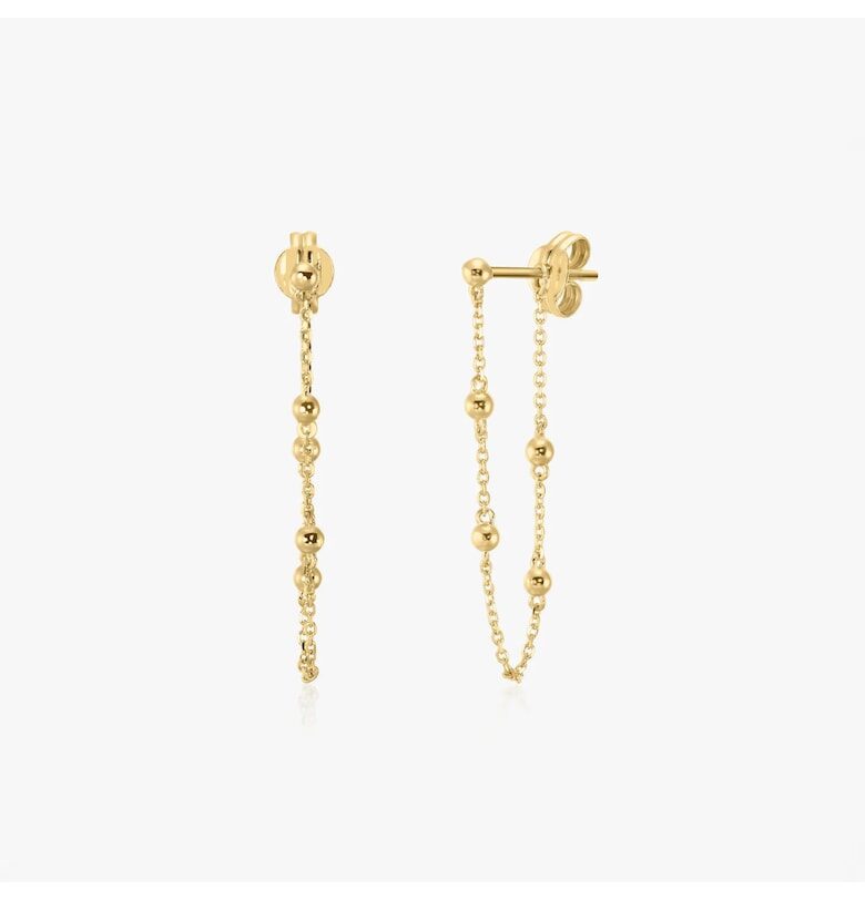 Златни обеци с верижни мъниста INDIRA