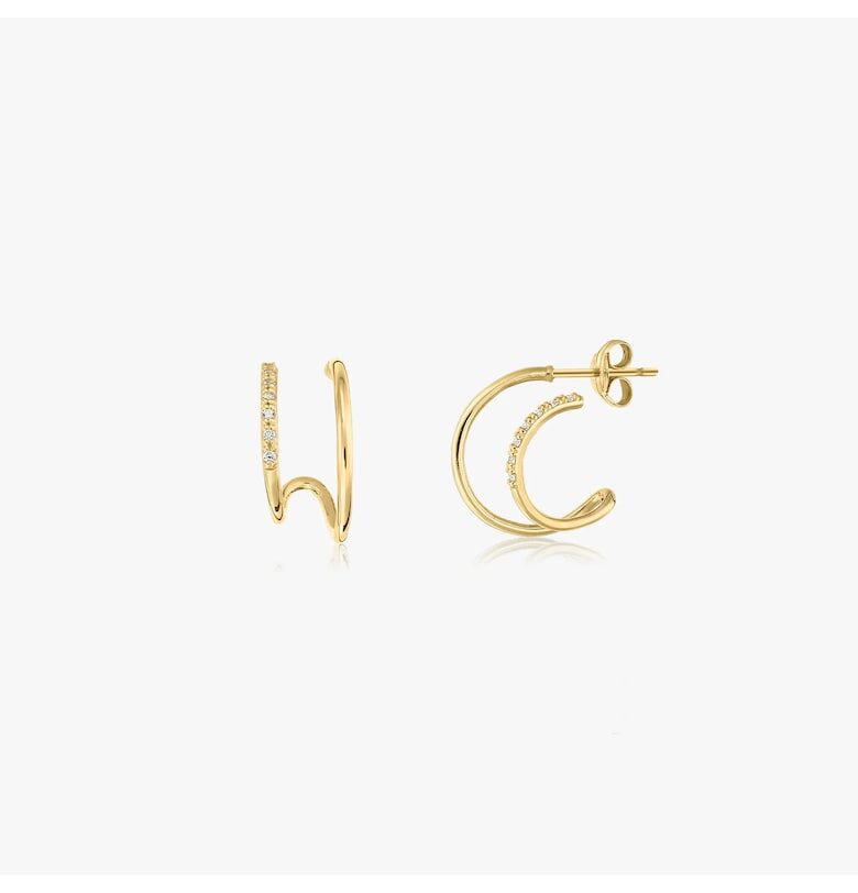 Златни обеци с двойни халки INDIRA