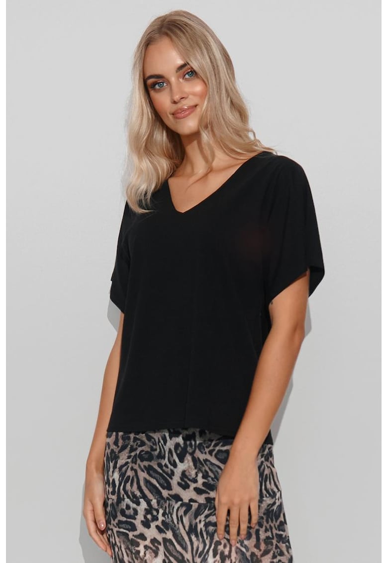Извънгабаритна блуза с V-образно деколте - Makadamia