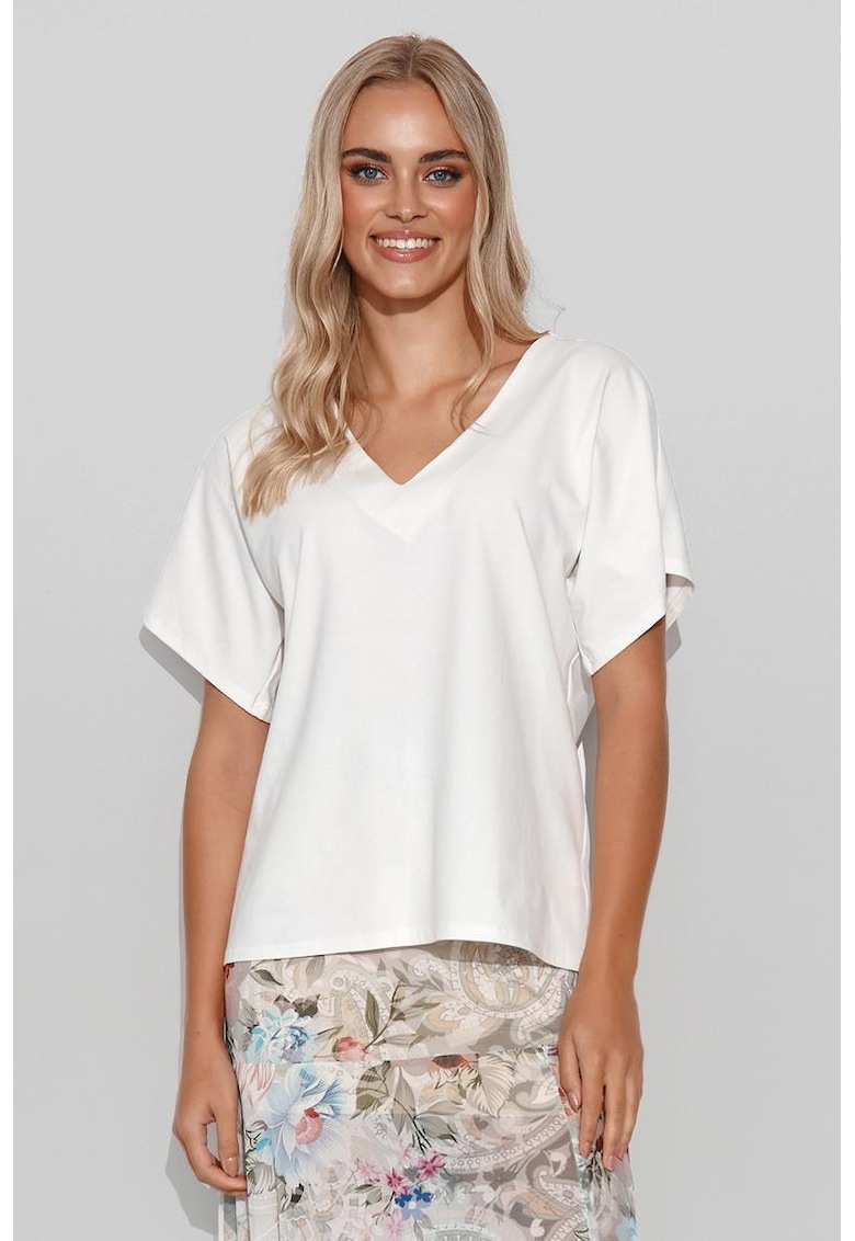 Извънгабаритна блуза с V-образно деколте - Makadamia