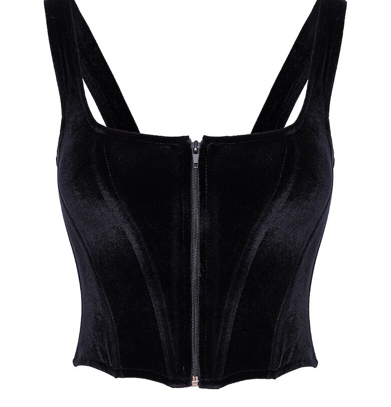 Кадифен къс топ с цип - Черен UVIA