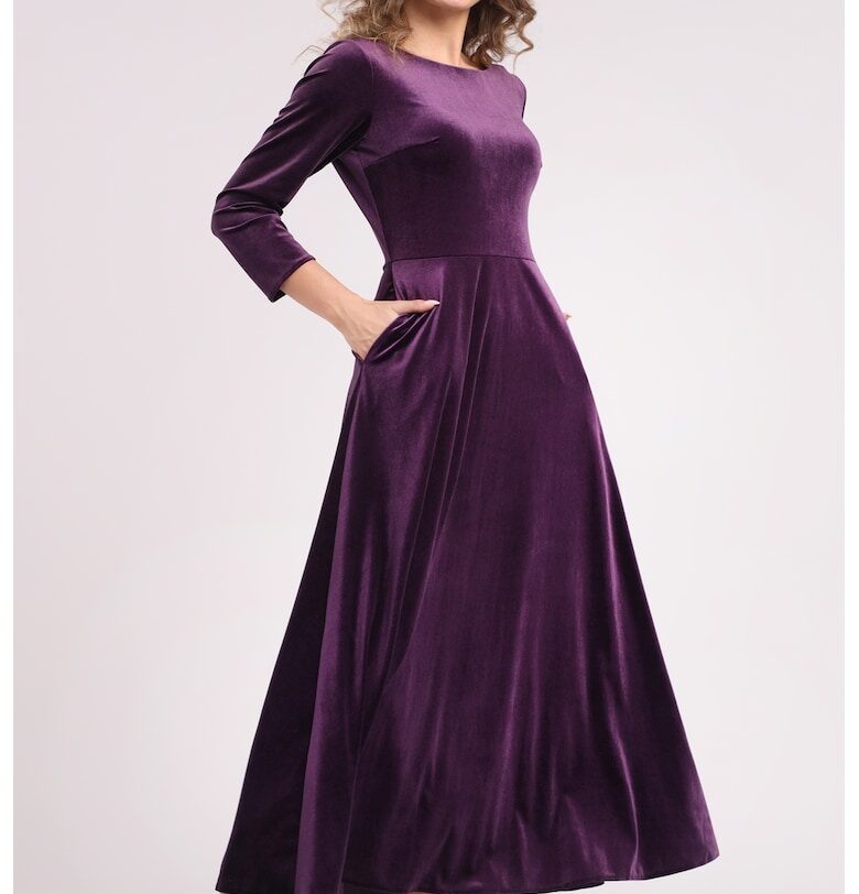 Кадифена рокля с джобове встрани CAMISSI