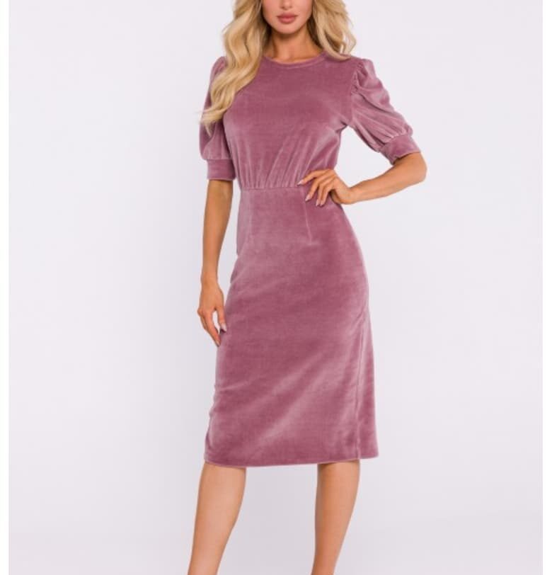 Кадифена рокля с къс ръкав MOE