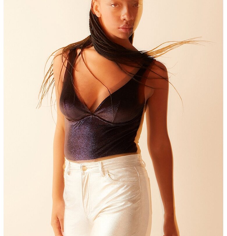 Кадифено боди с верижки - Черен/Лавандула Penti