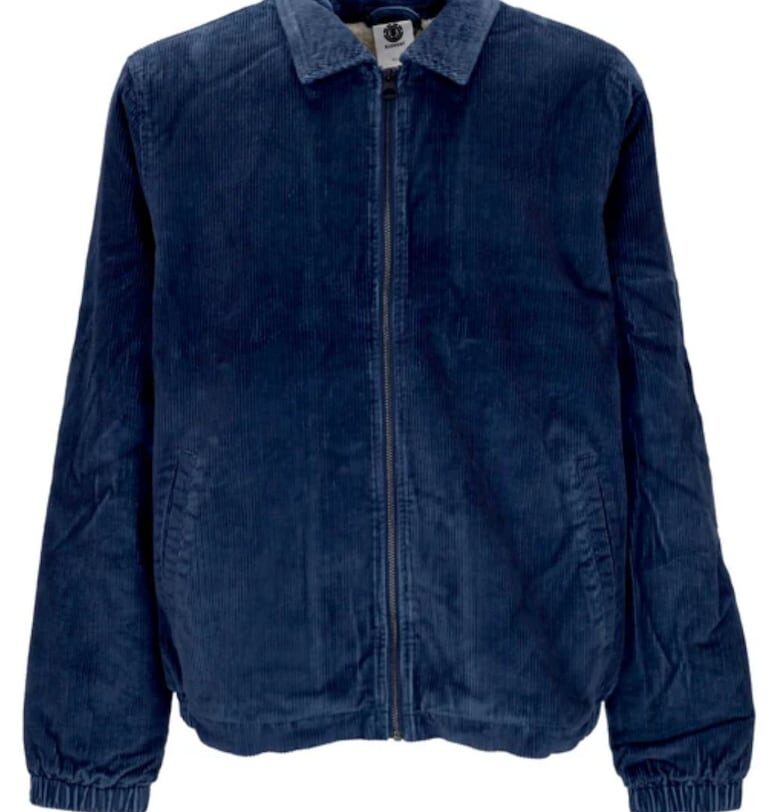 Кадифено зимно мъжко яке  Parker Cord синя екологична кожа Element