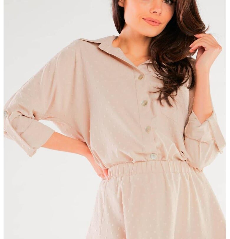 Камъна A425 Елегантна дълъг ръкав - Бежов awama