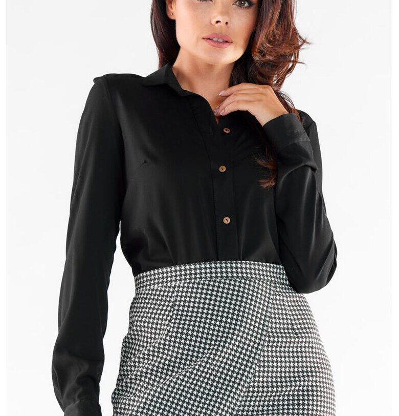 Камъша A526 Елегантен дълъг ръкав - Черен awama