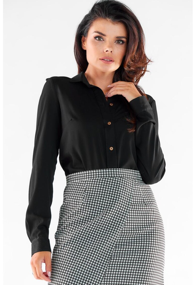 Камъша A526 Елегантен дълъг ръкав - Черен awama