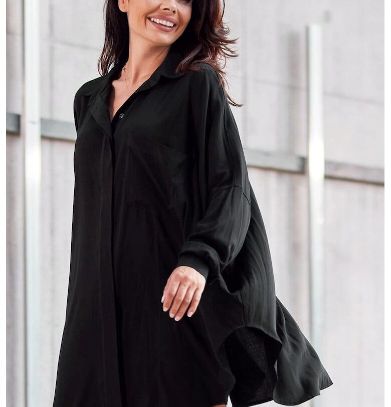 Камъша A528 Елегантна дълъг ръкав - Черен awama