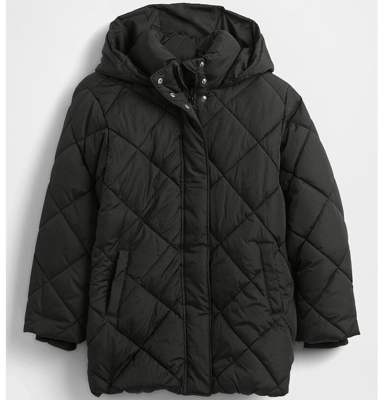 Капитинирано зимно яке с качулка - Черен GAP